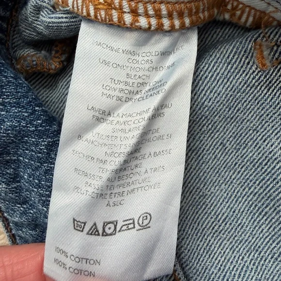 PILCRO Blue Wide Leg Raw Hem Denim Jeans Pants Women's Size 31 Medium Wash - Picture 8 of 12